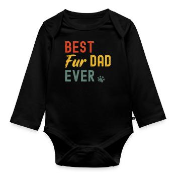 Bet Fur Dad Ever Pet Paw T Shirt - Organic Longsleeve Baby Bodysuit - black - Front