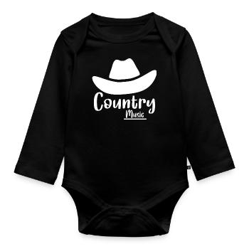 Country music - Organic Longsleeve Baby Bodysuit - black - Front
