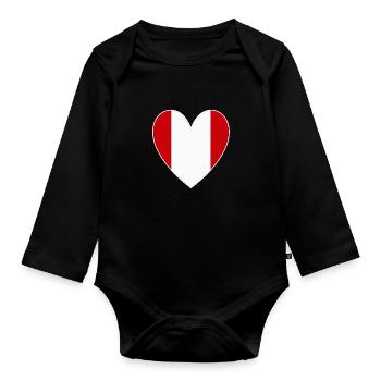 Peru Herz - Baby Bio-Langarm-Body - Schwarz - Vorne