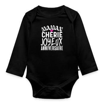 Joyeux anniversaire maman - Body Bébé bio manches longues - noir - Devant