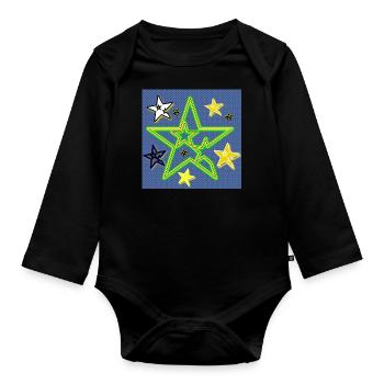 STARS - Shop WoW - 2023 - Organic Longsleeve Baby Bodysuit - black - Front