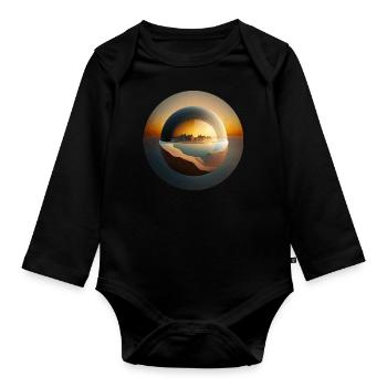 Flat Earth Fantasy Gift - Organic Longsleeve Baby Bodysuit - black - Front