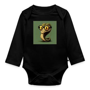 The retro spectacle snake - Organic Longsleeve Baby Bodysuit - black - Front