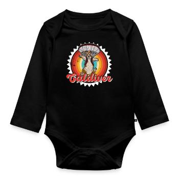 Paraglider flying Catdiver Skydiving Skydiver - Baby Bio-Langarm-Body - Schwarz - Vorne