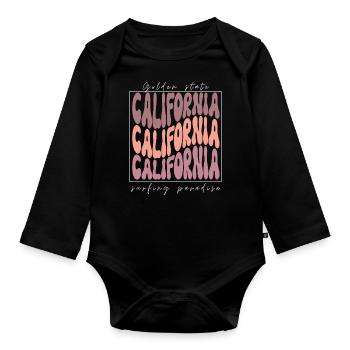 Retro Kalifornien, Sommer Design - Baby Bio-Langarm-Body - Schwarz - Vorne