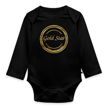 Logo, Design ,étoile dorée ,Texte - Body Bébé bio manches longues - noir - Devant