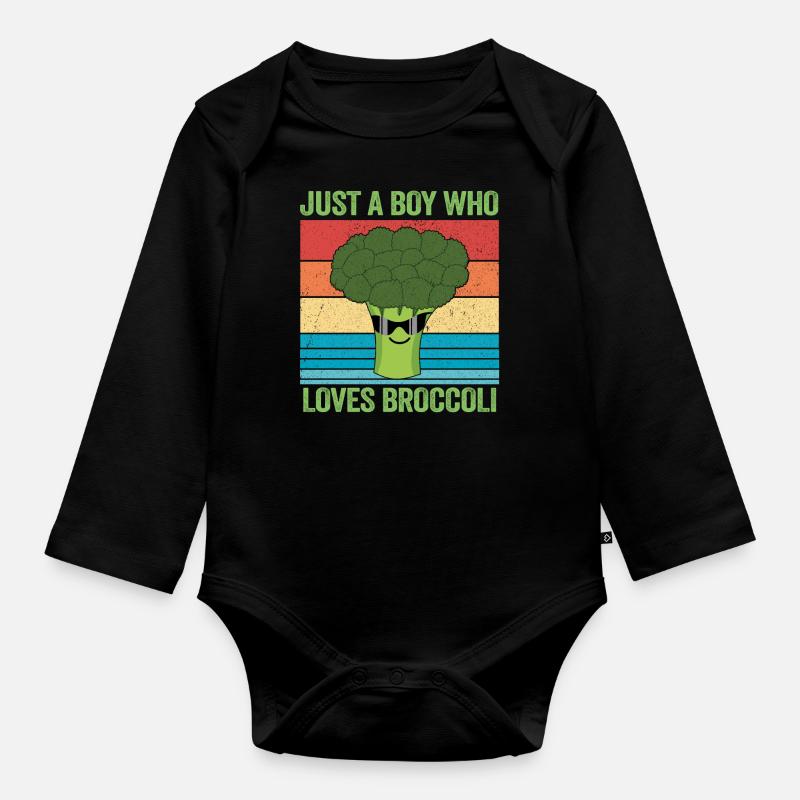 Just A boy Who Loves Broccoli - Body Bébé bio manches longues - noir