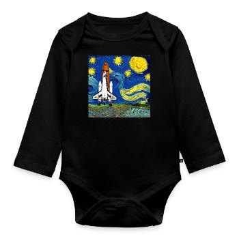 navette spatiale van gogh - Body Bébé bio manches longues - noir - Devant