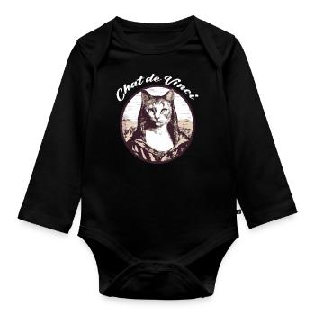 Da Vinci's cat - Organic Longsleeve Baby Bodysuit - black - Front