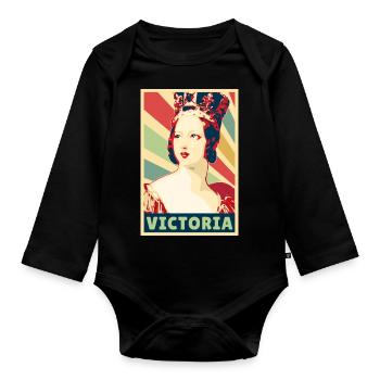 Victoria Queen of Inglaterra colores vintage - Body Bébé bio manches longues - noir - Devant