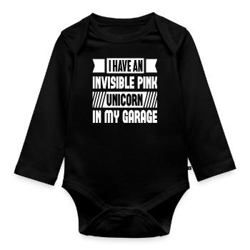 I Have An Invisible Pink Unicorn In My Garage - Baby Bio-Langarm-Body - Schwarz - Vorne