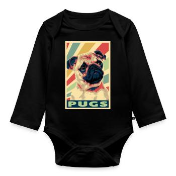 Pugs colores vintage - Body Bébé bio manches longues - noir - Devant