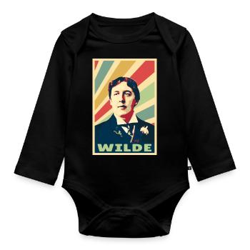 Oscar Wilde Vintage Colors - Organic Longsleeve Baby Bodysuit - black - Front