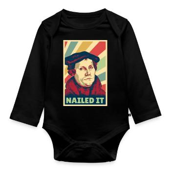 Lo clavó Martin Luther Colors Vintage - Body Bébé bio manches longues - noir - Devant