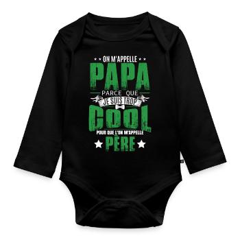 Drôle Fête Des Pères Papa - Body Bébé bio manches longues - noir - Devant