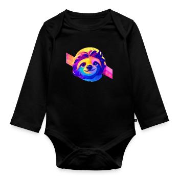 Sloth Fatigue Sloth Sloth Drawing - Organic Longsleeve Baby Bodysuit - black - Front