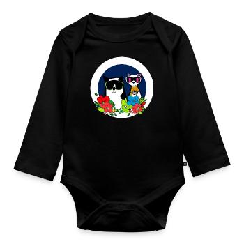 Katzen beste Freunde - Baby Bio-Langarm-Body - Schwarz - Vorne