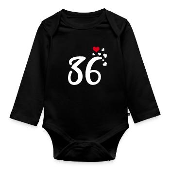 36. Geburtstag Jubiläum Herzen 36 - Baby Bio-Langarm-Body - Schwarz - Vorne