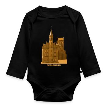 Perleberg Roland Rathaus Prignitz Brandenburg - Baby Bio-Langarm-Body - Schwarz - Vorne