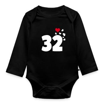 32 hearts 32nd birthday - Organic Longsleeve Baby Bodysuit - black - Front