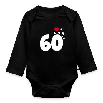 60 cœurs 60e anniversaire - Body Bébé bio manches longues - noir - Devant