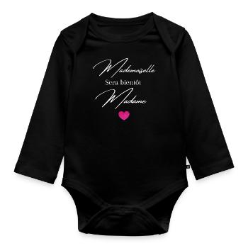 Mademoiselle sera bientôt madame - Body Bébé bio manches longues - noir - Devant