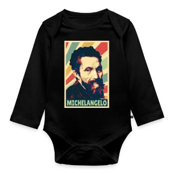 Michelangelo Vintage Farben - Baby Bio-Langarm-Body - Schwarz - Vorne