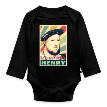 Rey Henry 8 colores vintage - Body Bébé bio manches longues - noir - Devant