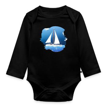 Sailing Sailing Sailing Sailing Sailboat - Organic Longsleeve Baby Bodysuit - black - Front