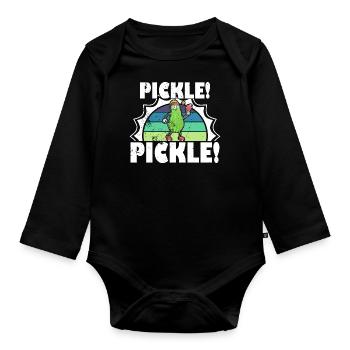 Pickle Pickelball Gurke Schläger Lustig - Baby Bio-Langarm-Body - Schwarz - Vorne
