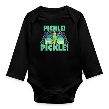 Pickle Pickelball Gurke Schläger Lustig - Baby Bio-Langarm-Body - Schwarz - Vorne