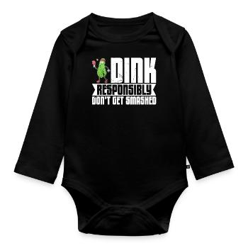 Pickelball Pickle Schläger Gurke Geschenk - Baby Bio-Langarm-Body - Schwarz - Vorne