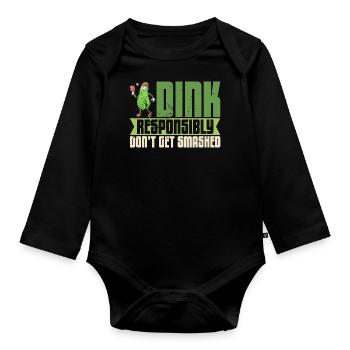 Pickelball Pickle Schläger Gurke Geschenk - Baby Bio-Langarm-Body - Schwarz - Vorne