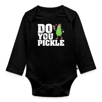 Pickle Gurke Pickelball Schläger Lustig - Baby Bio-Langarm-Body - Schwarz - Vorne