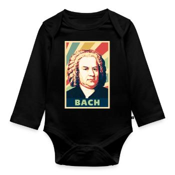 Johann Sebastian Bach Vintage Farben - Baby Bio-Langarm-Body - Schwarz - Vorne