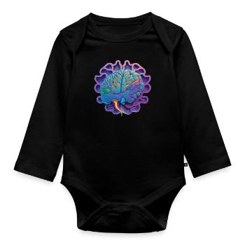 purple brain Geschenk - Baby Bio-Langarm-Body - Schwarz - Vorne