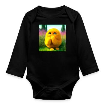 surprising cuddle - Organic Longsleeve Baby Bodysuit - black - Front