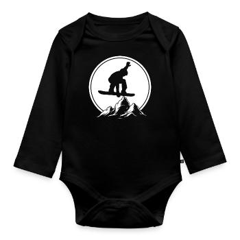 Snowboarders Sports d’hiver Neige - Body Bébé bio manches longues - noir - Devant