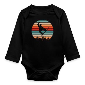Snowboarders Sports d’hiver Neige - Body Bébé bio manches longues - noir - Devant