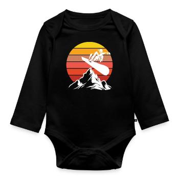 Snowboarder Winter Sports Snow - Organic Longsleeve Baby Bodysuit - black - Front