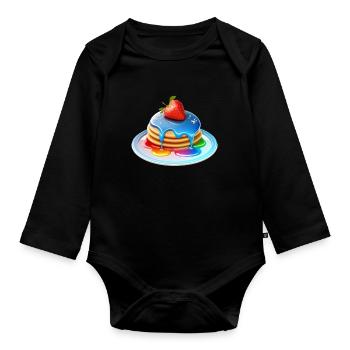 Juicy rainbow pancakes - Organic Longsleeve Baby Bodysuit - black - Front