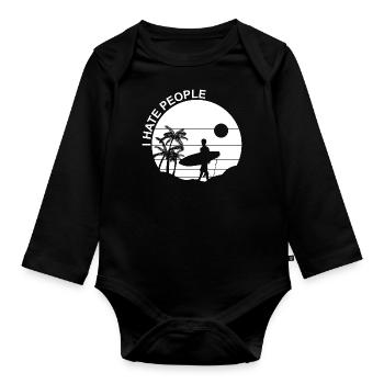 Surfing Surfboard Surfer Geschenkidee - Baby Bio-Langarm-Body - Schwarz - Vorne