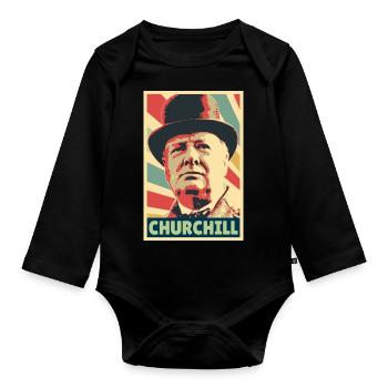 Winston Churchill Vintage Farben - Baby Bio-Langarm-Body - Schwarz - Vorne