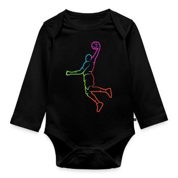 Basketball Player Silhouette Colorful Basketball Player - Organic Longsleeve Baby Bodysuit - black - Front