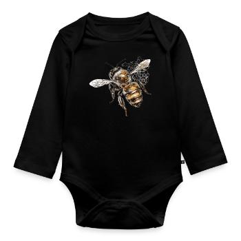 Bees are peaceful flying insects - Organic Longsleeve Baby Bodysuit - black - Front