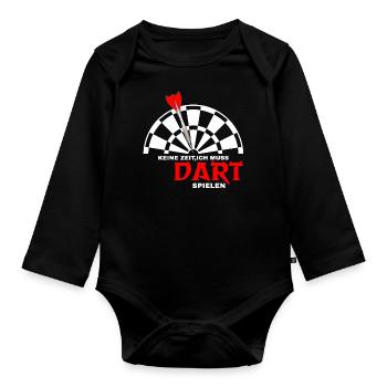 Dartpfeil Dartscheibe Hobby Dart Geschenk - Baby Bio-Langarm-Body - Schwarz - Vorne