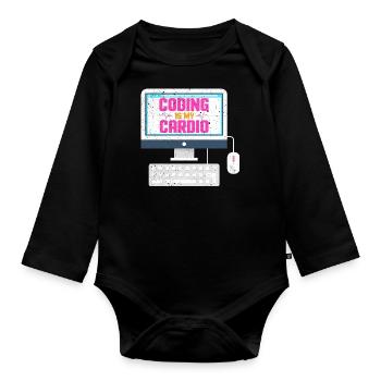 Le codage est mon cardio - Body Bébé bio manches longues - noir - Devant