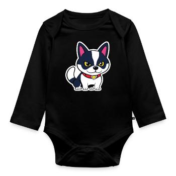 Little Dog Outlined - Organic Longsleeve Baby Bodysuit - black - Front