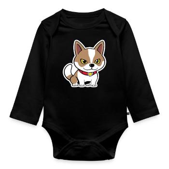 Petit chien brun esquissé - Body Bébé bio manches longues - noir - Devant