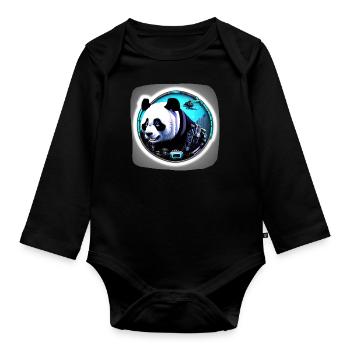 Panda de l’espace futuriste - Body Bébé bio manches longues - noir - Devant